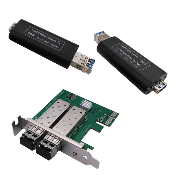 PCI-E slot to 2 Ch x USB 3.0/2.0/1.1 Fiber Optic Extender(Mini Size) over Max 820FT Single-mode Fiber, 5 Gbps Supported & Backwards Compatible