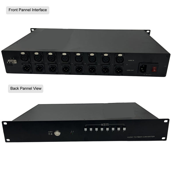1~8 Channels Mic & Line Level Audio Over Fiber Extender with Independent Mic/Line Level Switch Button