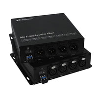 2 x Mic Level & 2 x Line Level (input) Balanced Audio over Optic Fiber Extender to 20Km, 4 Ch Line-Level Audio output,  16-Bit Supported